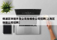 杨浦区块链开发公司有哪些公司招聘[上海区块链公司招聘]