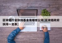 区块链行业扶持基金有哪些公司[区块链政府扶持一览表]